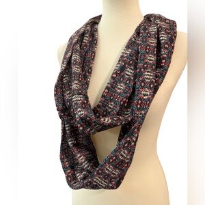 Boho Knit Infinity Scarf Black Pink Teal Cream Textured Loop Cozy Winter